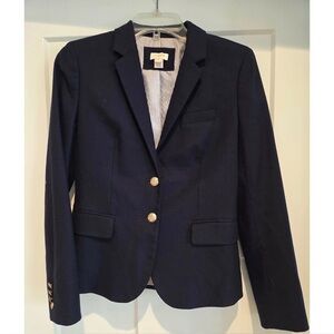 J. Crew Dark Blue Blazer with Gold Accents Size 2